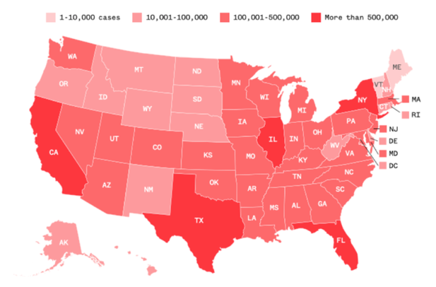 美各州疫情，最新美国各州疫情-第3张图片-优品飞百科