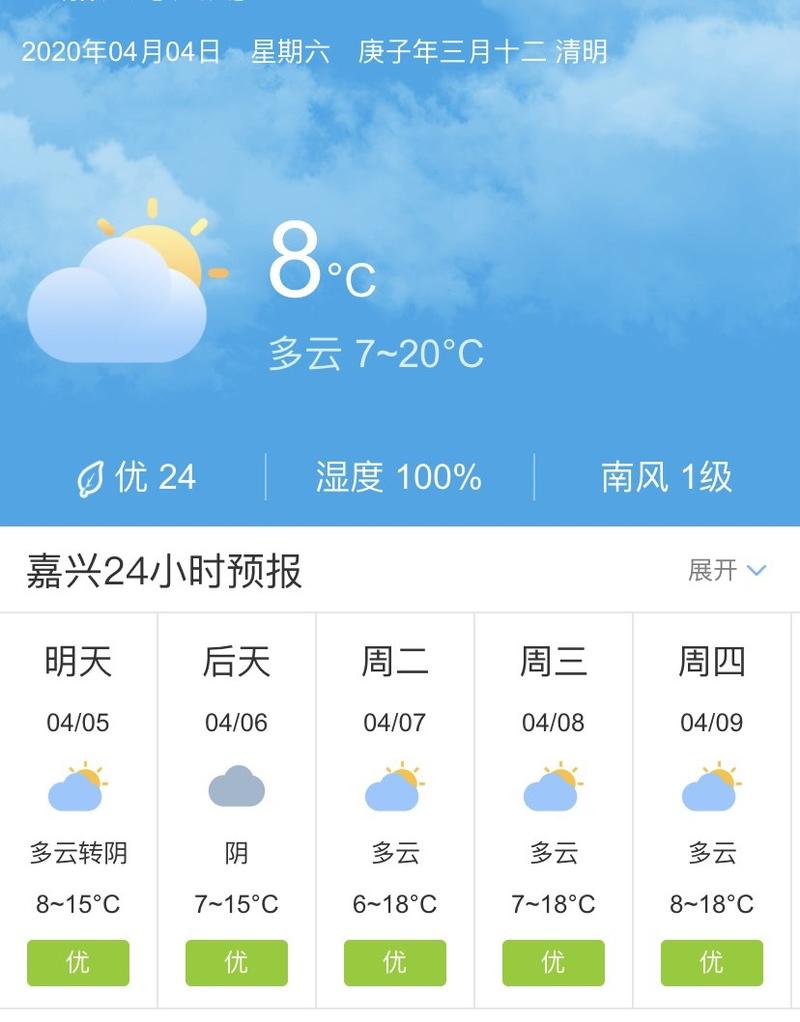 嘉兴今天天气预报？浙江最近天气预报15天查询？